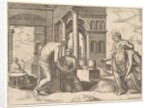 Plate 22: Venus ordering Psyche to sort a heap of grain, from the 'Fable of Psyche', 1530-60 by Master of the Die