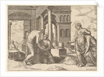 Plate 22: Venus ordering Psyche to sort a heap of grain, from the 'Fable of Psyche', 1530-60 by Master of the Die
