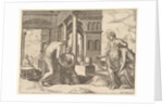 Plate 22: Venus ordering Psyche to sort a heap of grain, from the 'Fable of Psyche', 1530-60 by Master of the Die