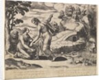 Venus ordering Psyche to take water from a fountain guarded by dragons, from the 'Fable…, 1530-60 by Master of the Die