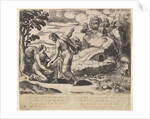 Venus ordering Psyche to take water from a fountain guarded by dragons, from the 'Fable…, 1530-60 by Master of the Die