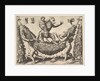 A monkey holding a bound putto standing on a garland in front of which are two winged p…, 1530-60 by Master of the Die