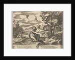 Plate 14: Cupid airborne fleeing from Psyche, from 'The Fable of Psyche', 1530-60 by Master of the Die