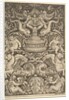 A panel of ornament with a large jar in centre, putti and other figures, 1530-60 by Master of the Die