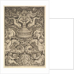 A panel of ornament with a large jar in centre, putti and other figures, 1530-60 by Master of the Die