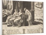 Plate 12: Psyche's sisters persuade her a serpent is sleeping with her, from 'The Fable…, 1530-60 by Master of the Die