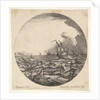 Tempest in a roundel composition, at left waves toss a small ship occupied by seven…, ca. 1625-60 by Matthijs van Plattenberg