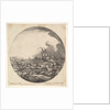Tempest in a roundel composition, at left waves toss a small ship occupied by seven…, ca. 1625-60 by Matthijs van Plattenberg