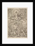 Resurrection of Christ, encompassed by an aureole and clouds with lines of winged putti to…, 1577 by Melchior Meier