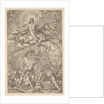 Resurrection of Christ, encompassed by an aureole and clouds with lines of winged putti to…, 1577 by Melchior Meier
