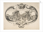 Fan with figures in a garden by Nicolas Cochin (attributed to)