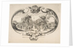 Fan with figures in a garden by Nicolas Cochin (attributed to)