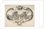 Fan with figures in a garden by Nicolas Cochin (attributed to)