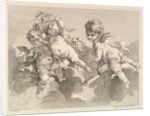 Three Loves, One holding a Quiver, the Other, Grapes, 1727-60 by Pierre Alexandre Aveline