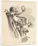 Trois Amours dont un tient un couronne, de Quatrième Livre de Groupes d'Enfans, 18th century by Pierre Alexandre Aveline
