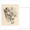 Trois Amours dont un tient un couronne, de Quatrième Livre de Groupes d'Enfans, 18th century by Pierre Alexandre Aveline