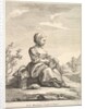 Little girl holding grapes with a basket of them by her side, from Deuxième Livre de…, after 1757 by Pierre Francois Tardieu