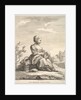 Little girl holding grapes with a basket of them by her side, from Deuxième Livre de…, after 1757 by Pierre Francois Tardieu