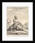 Little girl holding grapes with a basket of them by her side, from Deuxième Livre de…, after 1757 by Pierre Francois Tardieu