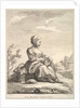 Little girl holding grapes with a basket of them by her side, from Deuxième Livre de…, after 1757 by Pierre Francois Tardieu