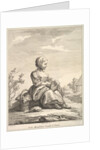 Little girl holding grapes with a basket of them by her side, from Deuxième Livre de…, after 1757 by Pierre Francois Tardieu