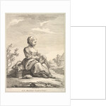 Little girl holding grapes with a basket of them by her side, from Deuxième Livre de…, after 1757 by Pierre Francois Tardieu