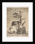 Armed Three-Master on the Open Sea Accompanied by a Galley, from the series Sailing Ves…, 1561-65 by Frans Huys