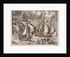 Three Caravels in a Rising Squall with Arion on a Dolphin from The Sailing Vessels, 1561-65 by Frans Huys