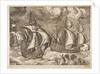 Three Caravels in a Rising Squall with Arion on a Dolphin from The Sailing Vessels, 1561-65 by Frans Huys