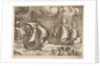 Three Caravels in a Rising Squall with Arion on a Dolphin from The Sailing Vessels, 1561-65 by Frans Huys