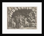 Pluto, seen from behind, entering the Underwold on his chairot, Cereberus and three Fu…, ca. 1680 by Pietro Santi Bartoli
