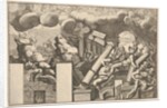 Giants crushed by rocks and the falling columns of the temple, clouds of smoke above…, ca. 1680 by Pietro Santi Bartoli