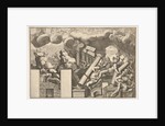 Giants crushed by rocks and the falling columns of the temple, clouds of smoke above…, ca. 1680 by Pietro Santi Bartoli
