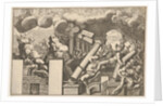 Giants crushed by rocks and the falling columns of the temple, clouds of smoke above…, ca. 1680 by Pietro Santi Bartoli