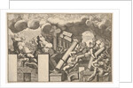 Giants crushed by rocks and the falling columns of the temple, clouds of smoke above…, ca. 1680 by Pietro Santi Bartoli