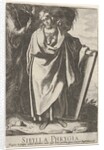Plate 9: the Phrygian Sibyl holding the top of a tablet with her left hand and pointing wi…, 1609 by Raffaello Schiaminossi