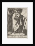 Plate 9: the Phrygian Sibyl holding the top of a tablet with her left hand and pointing wi…, 1609 by Raffaello Schiaminossi