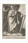 Plate 9: the Phrygian Sibyl holding the top of a tablet with her left hand and pointing wi…, 1609 by Raffaello Schiaminossi