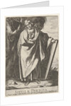 Plate 9: the Phrygian Sibyl holding the top of a tablet with her left hand and pointing wi…, 1609 by Raffaello Schiaminossi