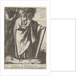 Plate 9: the Phrygian Sibyl holding the top of a tablet with her left hand and pointing wi…, 1609 by Raffaello Schiaminossi