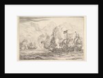 Naval Encounter with Three Vessels on the Right, from Naval Battle by Reinier Zeeman