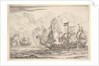 Naval Encounter with Three Vessels on the Right, from Naval Battle by Reinier Zeeman