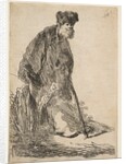 Man in a Coat and Fur Cap Leaning against a Bank, ca. 1630 by Rembrandt Harmensz van Rijn