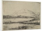 Canal with an Angler and Two Swans, 1650 by Rembrandt Harmensz van Rijn