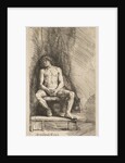 Nude Man Seated before a Curtain, 1646 by Rembrandt Harmensz van Rijn