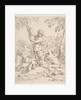 Repose in Egypt, Mary nursing the infant Christ while an angel pulls at tree branches, ca. 1639 by Simone Cantarini