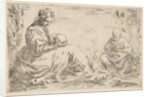 Rest on the flight into Egypt, Mary holding and looking at the infant Christ while St…., ca. 1637 by Simone Cantarini