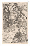Allegory of the Foglia River and the city of Pesaro's coat of arms, frontispiece for 'Il P…, 1639 by Simone Cantarini