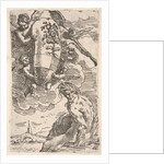Allegory of the Foglia River and the city of Pesaro's coat of arms, frontispiece for 'Il P…, 1639 by Simone Cantarini