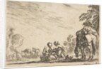 Plate 6: two women, one nursing a child, seated next to a dog and a horse carrying a pack…, 1642 by Stefano della Bella